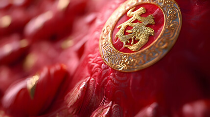 Red Gold Chinese Symbol 3D Illustration