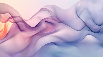 Fototapeta premium Organic abstract background with smooth curves, gradients of soft pinks, lavender, and white, producing a calming and serene atmosphere