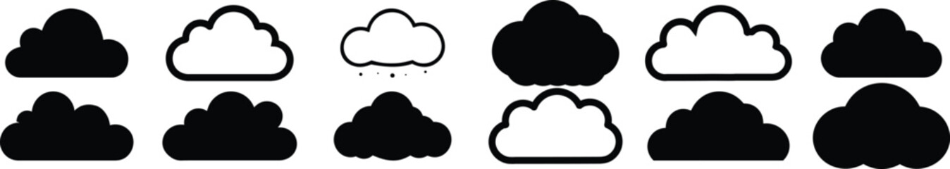 Cloud silhouette set vector design big pack of sky illustration and icon