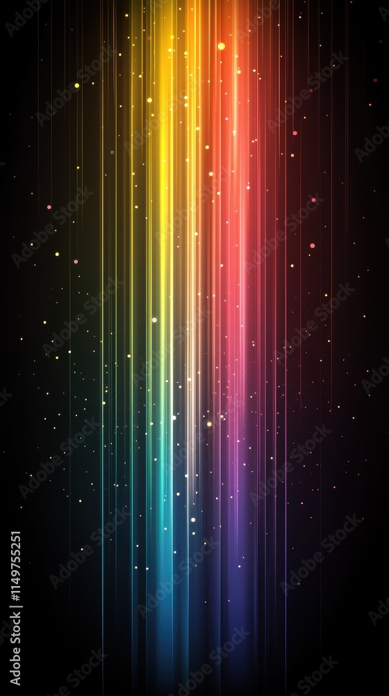 Poster colorful light rays with starry background for abstract design and creative projects