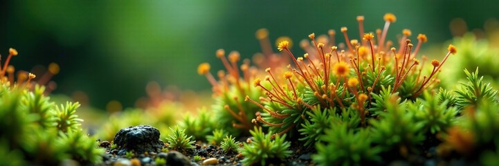 Atrichum angustatum moss in a humid environment, botanicals, vegetation
