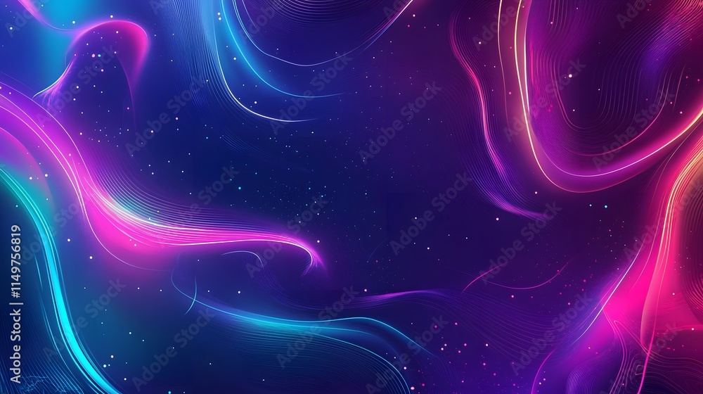 Poster dynamic colorful abstract waves digital art vibrant background surreal environment artistic viewpoin