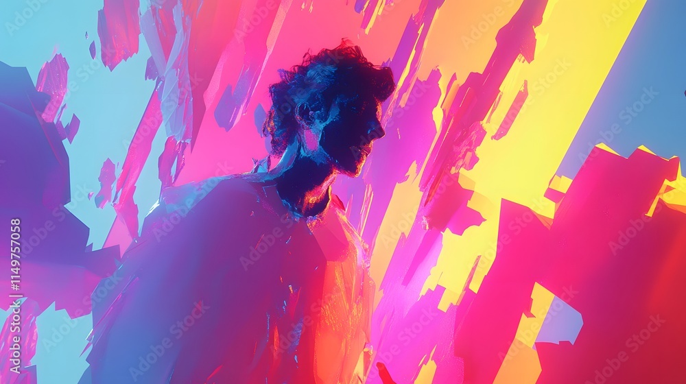 Poster dynamic abstract art creation digital studio visual content vibrant environment close-up view modern