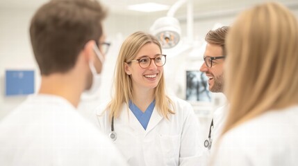 Fototapeta premium Healthcare Team Collaboration Doctors Discussing X rays Medical Consultation Hospital Teamwork