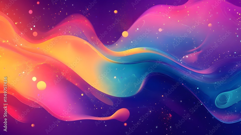 Poster dynamic color wave abstract artwork digital canvas vibrant background energetic atmosphere artistic 