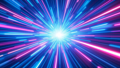 Vibrant light streaks create a dynamic effect in a cosmic backdrop filled with energy and movement