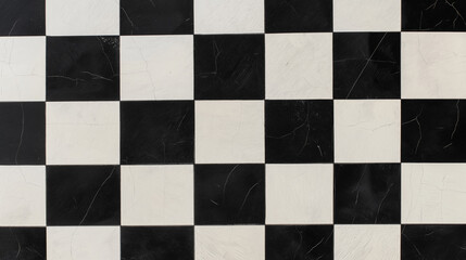 Distressed Checkerboard Pattern, Black and White Squares, Cracked Paint, Grunge Texture, Vintage Sty Generative Ai.