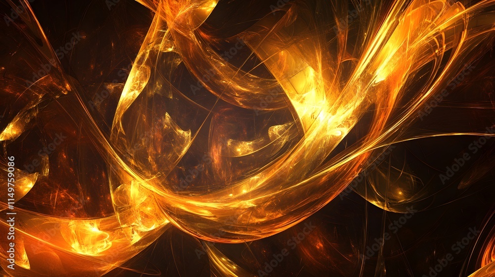 Poster dynamic flowing light patterns abstract art digital creation vibrant colors close-up view energy con