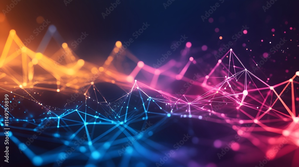 Poster dynamic abstract visualization of data connections digital environment infographic technology concep