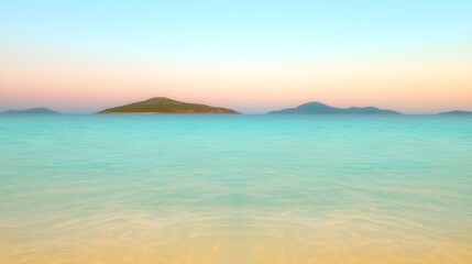 Serene seascape at twilight with distant islands