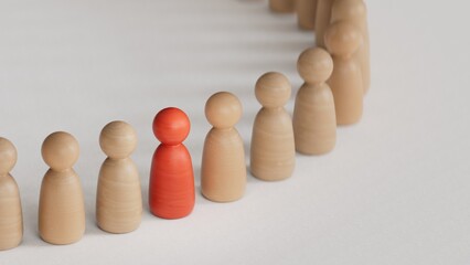 Conceptual image of teamwork.Perfect for representing business strategy, leadership, and management.3D rendering on white background.