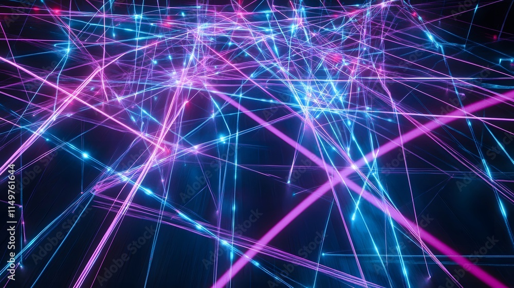 Poster illuminated digital connections virtual space abstract visualization futuristic environment high-tec