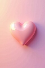 Obraz premium A beautiful pastel colored background with a shiny plastic heart in soft peach and light lavender hues, delicate, plastic heart, soft peach