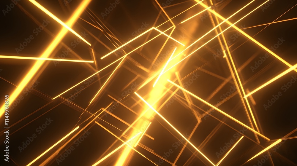 Poster dynamic golden light patterns abstract digital art visual design dark background close-up energy con