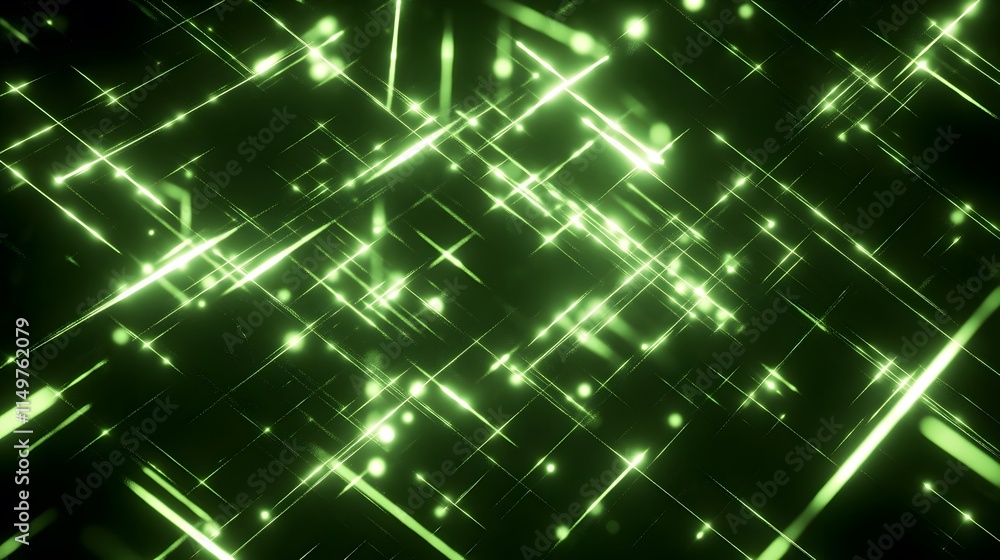 Poster dynamic green light patterns abstract background digital art high-tech environment close-up view vis
