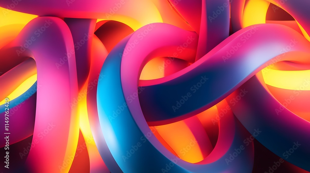 Poster dynamic abstract colorful waves digital art vivid display modern style creative concept