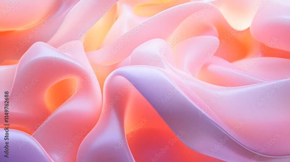 Poster flowing wave of soft colors abstract art digital rendering warm environment close-up view fluid dyna