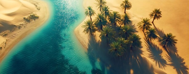Breathtaking Aerial View of Tropical Beach Paradise with Swaying Palm Trees and Turquoise Waters