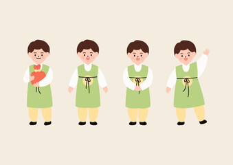 Vector illustration of a boy wearing hanbok