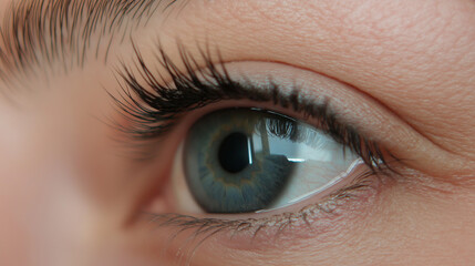 Obraz premium Closeup Detailed Macro Shot of a Blue Eye with Eyelashes Generative Ai.