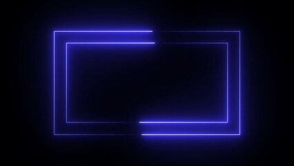 Abstract neon sign rectangle icon illustration on black background. neon rectangle illustration abstract background.