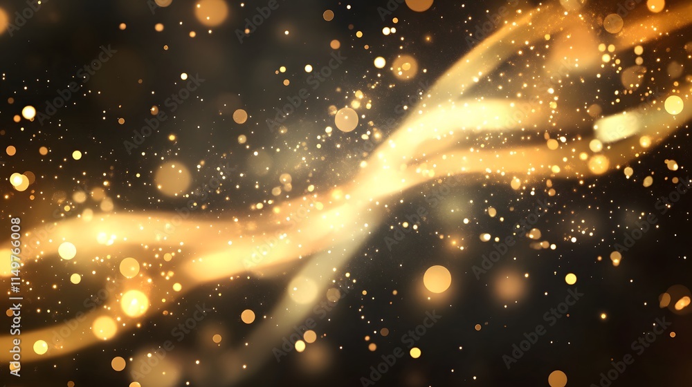 Poster dynamic golden light particles dance abstract background visual effects studio close-up motion graph
