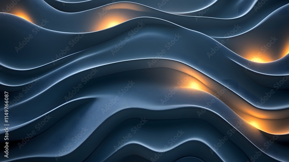 Poster dynamic abstract wave patterns with illuminated highlights digital art contemporary elegant creative
