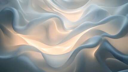 Obraz premium Illuminated flowing fabric textures abstract art digital creation soft lighting close-up aesthetic design