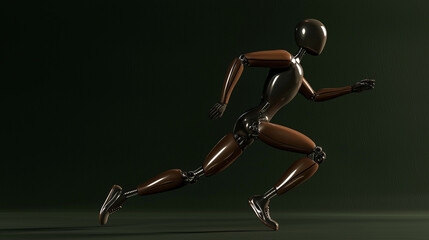 Fototapeta premium Dynamic Stickman: Leather-Textured Motion. Generative AI