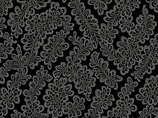 black textured abstract background graceful gothic lace fabric top view