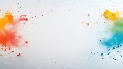 Colorful Splashes of Powder on White Background