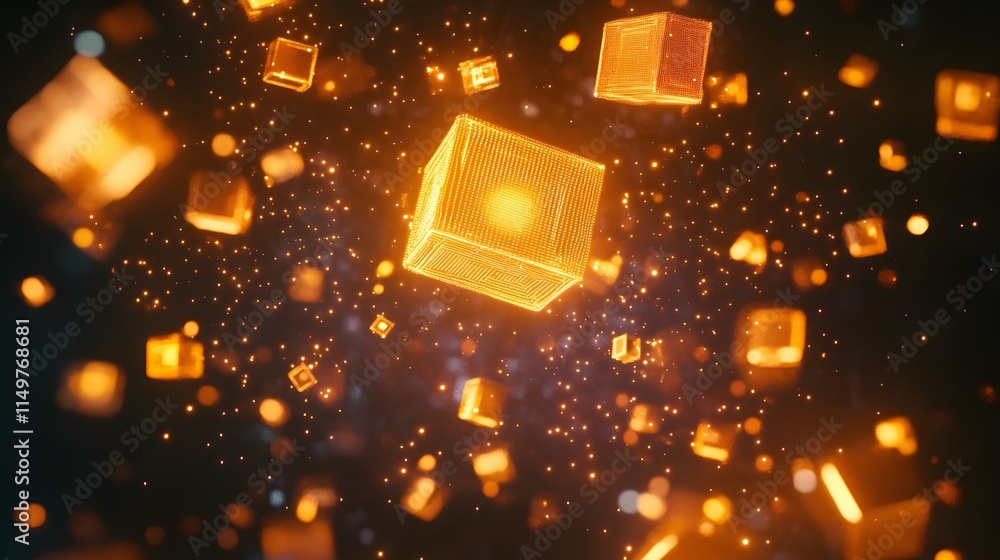Poster dynamic data visualization digital space 3d animation virtual environment abstract perspective techn