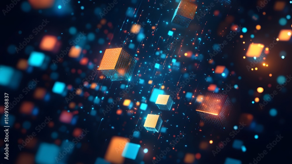 Poster digital transformation event abstract data visualization virtual space graphic design futuristic env