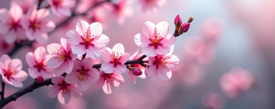A group of branches with multiple cherry blossoms, nature, cherry blossoms