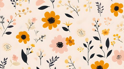 Obraz premium Floral pattern design digital art textile background vibrant colors aesthetic appeal