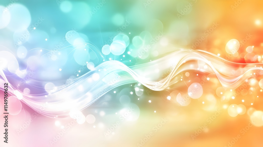 Poster dynamic colorful wave patterns abstract background digital art vibrant environment close-up view con