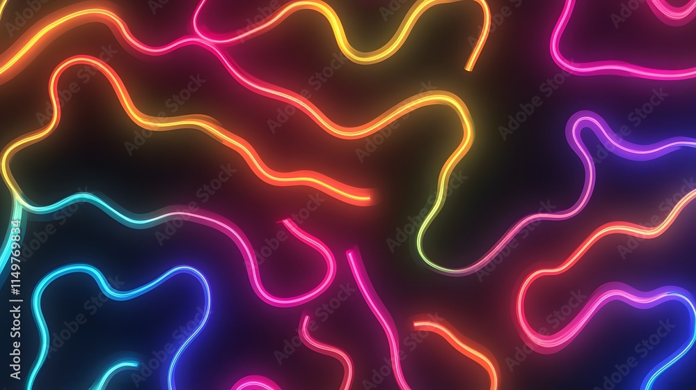 Poster vibrant neon light patterns abstract background digital art dark environment close-up view modern ae