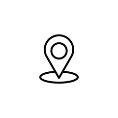 Location pin with circle, linear style icon. specific geographic location with a circular indicator. Editable stroke width