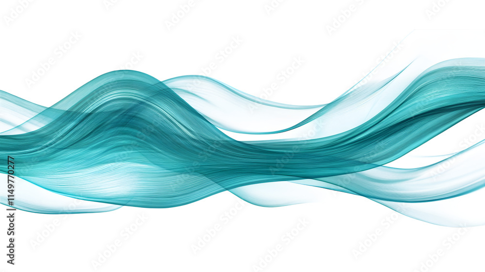 Poster abstract turquoise wavy artwork with intricate patterns and flowing textures, creating a soothing vi