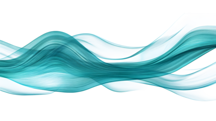 Abstract turquoise wavy artwork with intricate patterns and flowing textures, creating a soothing visual effect. Isolated on white background