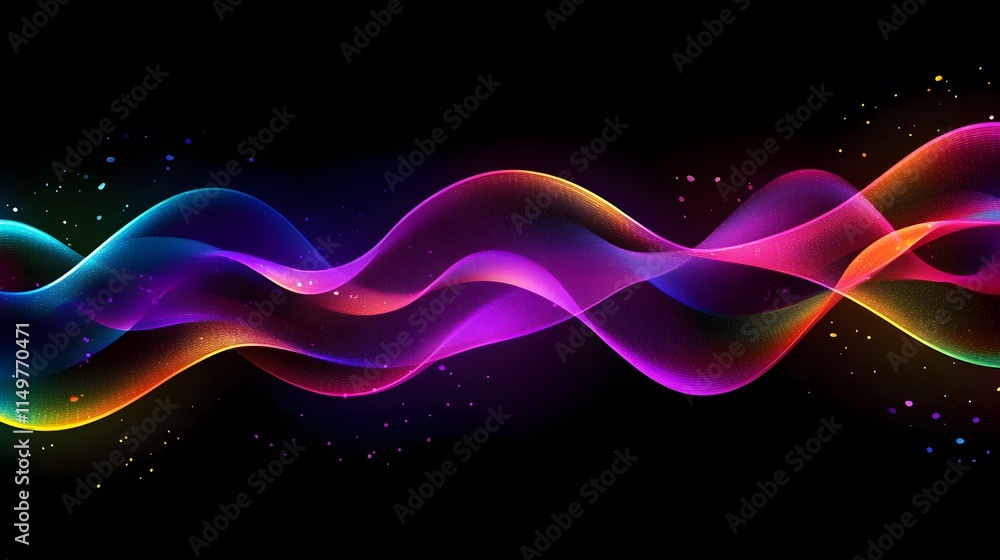 Poster dynamic color waves abstract background digital art dark environment artistic viewpoint visual conce