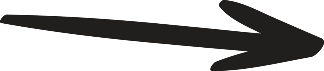 Simple black arrow pointing right, serving as a clear symbol for indicating direction or emphasizing important information in various design contexts