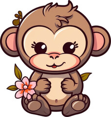 Fototapeta premium Adorable Monkey Sticker