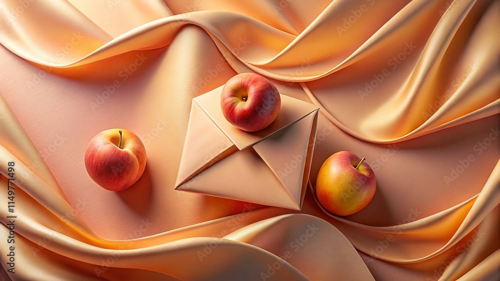 Wall mural surreal peach background with abstract envelope pattern - artistic stock photo