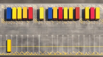 Aerial view of colorful shipping containers at a port industrial environment transportation concept