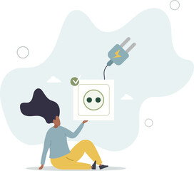 unplug appliances.Power save concept.flat characters.