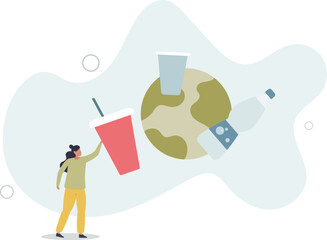 Plastic Pollution Problem Concept.flat characters.