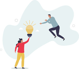 creative team working together. Business communication and collaboration.brainstorming and new idea.flat characters.