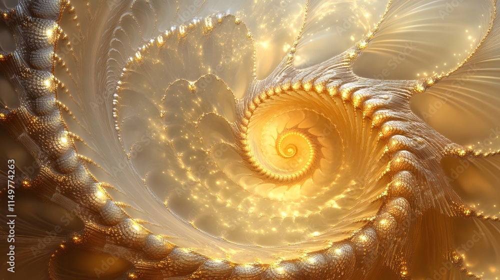 Poster exploring golden spiral patterns abstract art digital creation hypnotic environment aesthetic viewpo