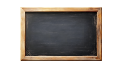 Wooden framed chalkboard sign with a blank surface, perfect for writing menus or messages. Isolated on transparent background